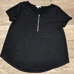 Black zipper front blouse